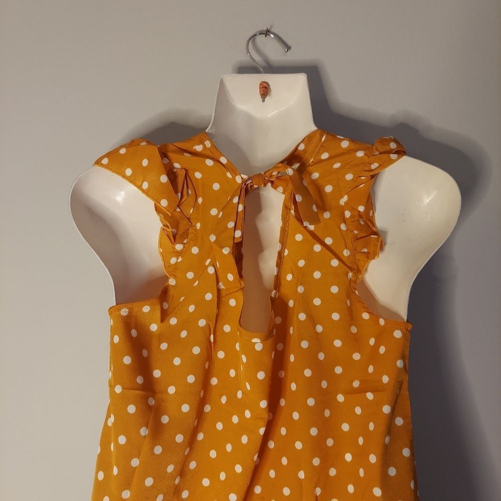 Ruffle Armhole Tie Back Polka Dot Dress - Picture 7 of 9